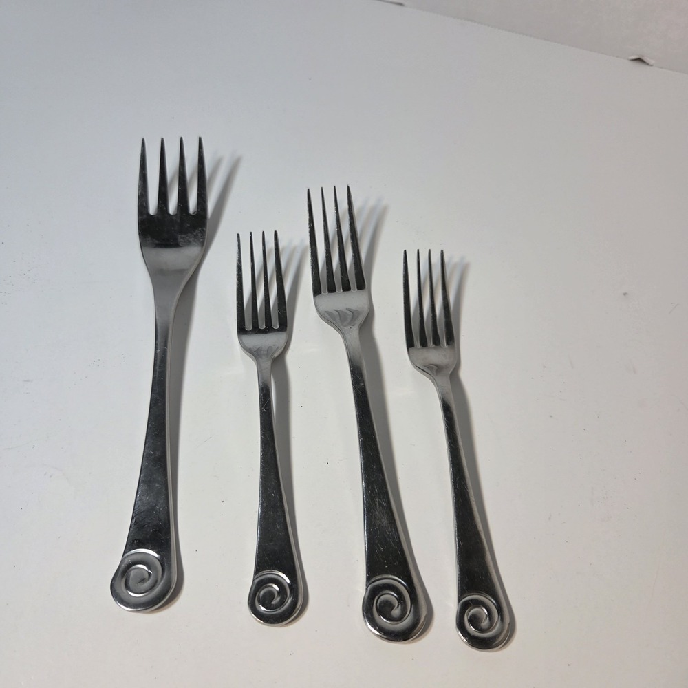 Robert Welch AMMONITE BRIGHT Forks Glossy Stainless 3 Forks 1 Serving Fork